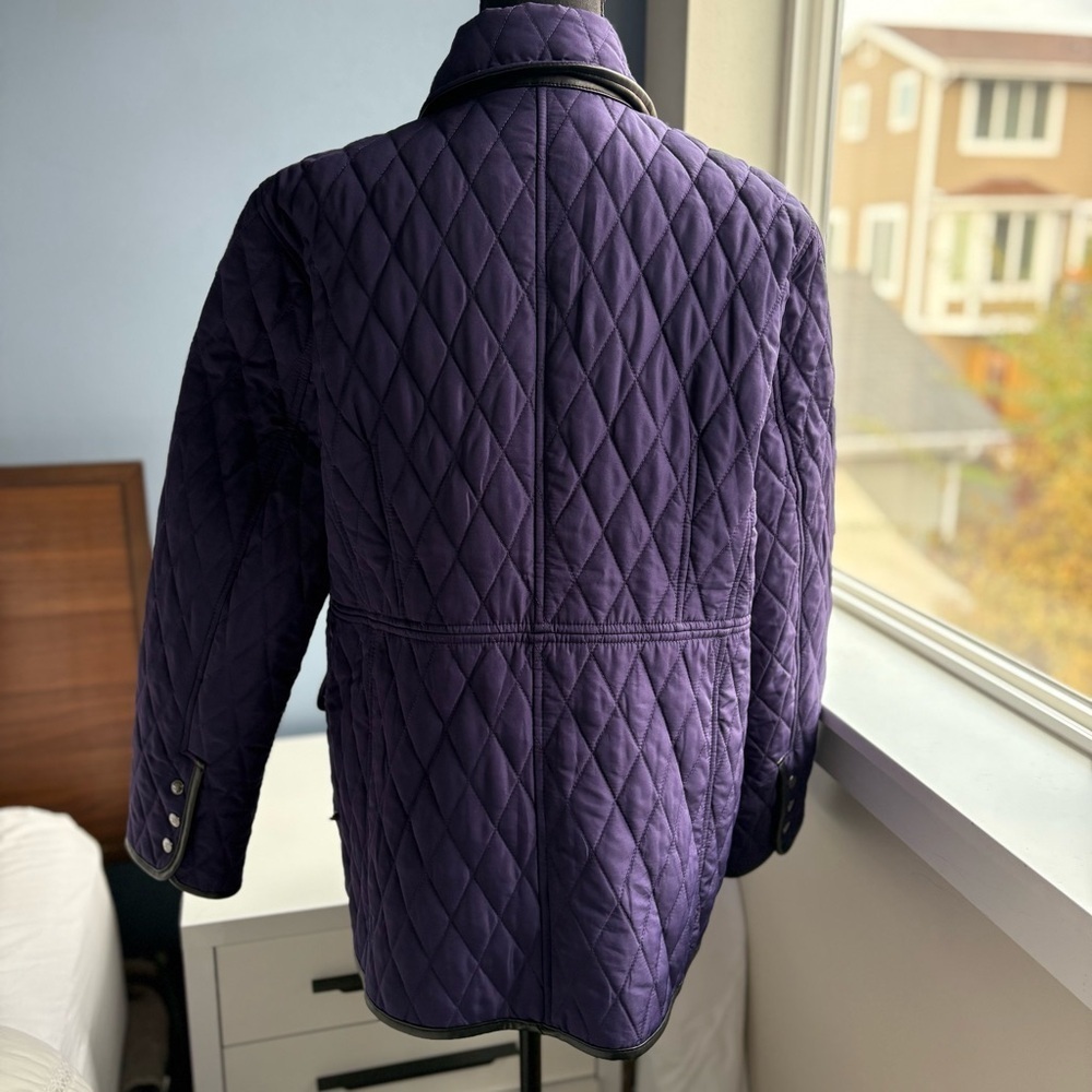 Chico's Rich Purple Diamond Quilted Barn Jacket Button Up Coat - Pockets - Picture 8 of 17